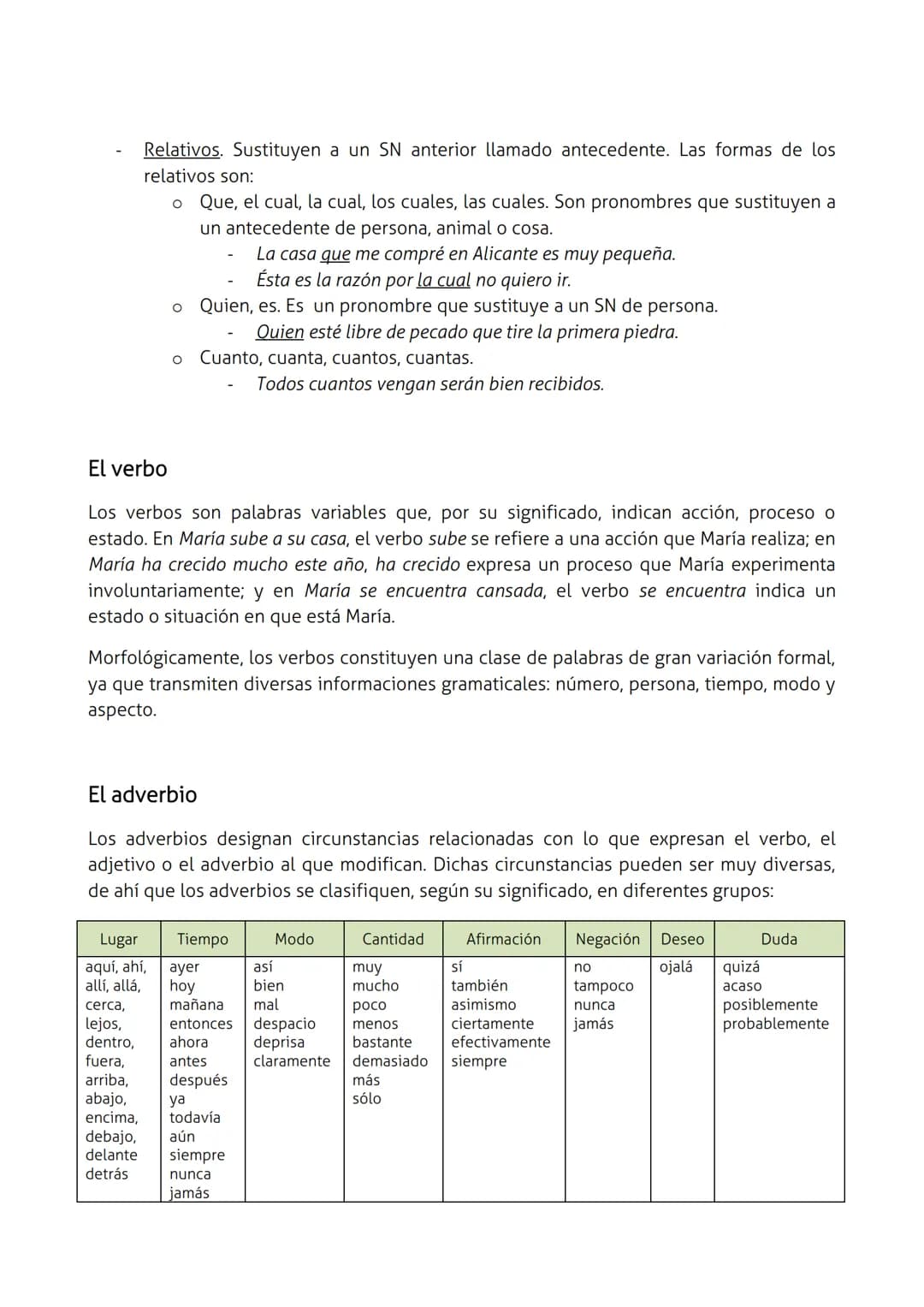 LAS CATEGORÍAS GRAMATICALES
El sustantivo
Los sustantivos (también llamados nombres) son palabras con las que designamos y
clasificamos los 
