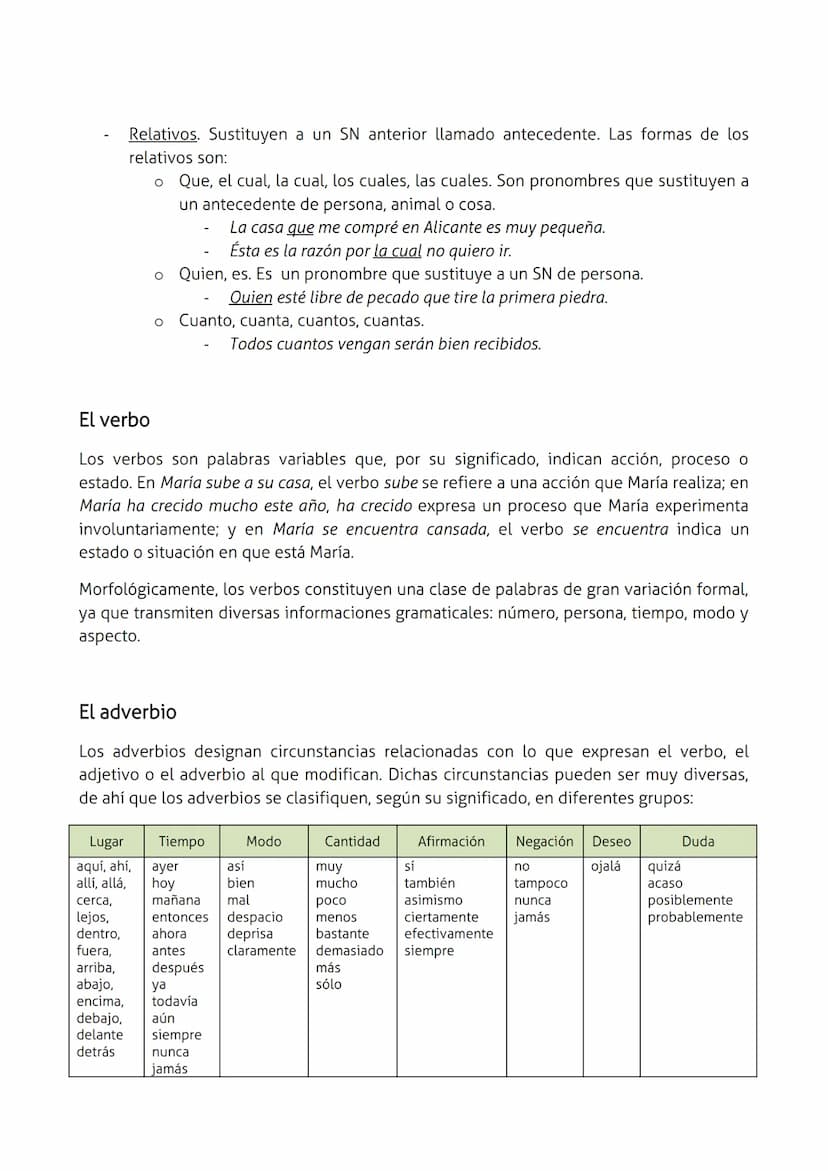 LAS CATEGORÍAS GRAMATICALES
El sustantivo
Los sustantivos (también llamados nombres) son palabras con las que designamos y
clasificamos los 