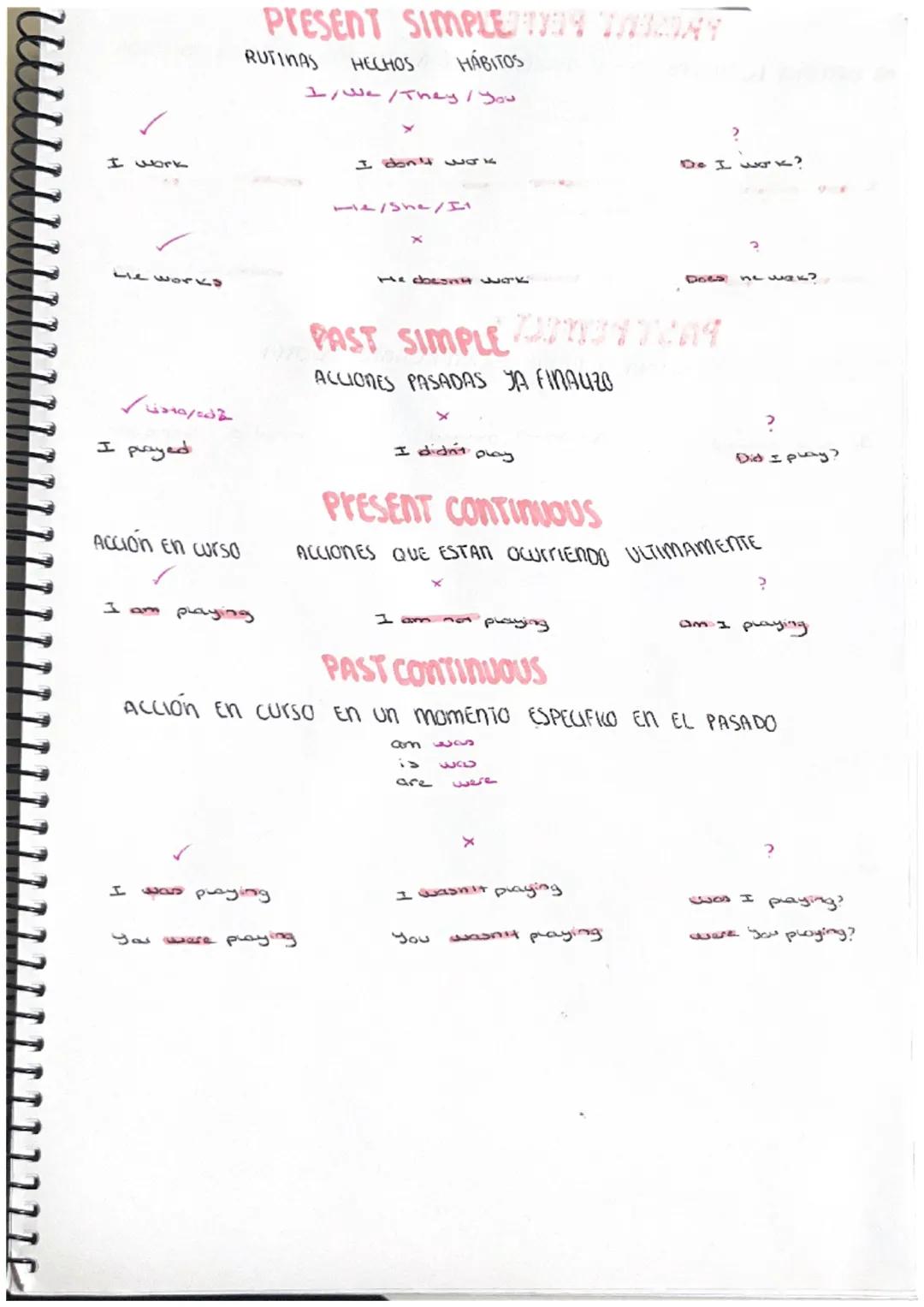 I work
Lle world
✓1310/002
I prayed
Acción en curso
ܗܝܘܠ
PRESENT SIMPLEMEN TABLONY
HÁBITOS
RUTINAS HECHOS
playing
I was playing
I/ We / They