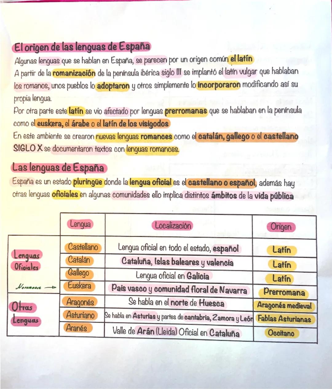 El origen de las lenguas de España
Algunas lenguas que se hablan en España, se parecen por un origen común el latín
A partir de la romanizac