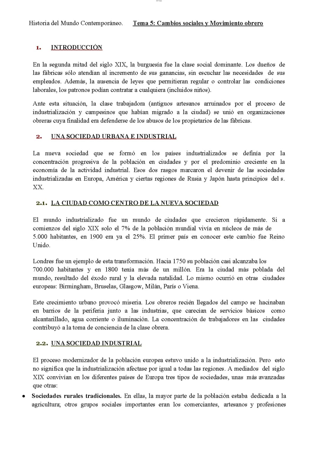 Los Cambios Sociales y el Movimiento Obrero en la Europa del Siglo XIX