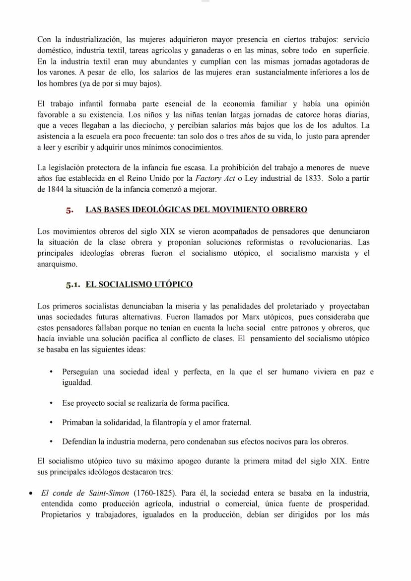 Historia del Mundo Contemporáneo. Tema 5: Cambios sociales y Movimiento obrero
INTRODUCCIÓN
En la segunda mitad del siglo XIX, la burguesía 