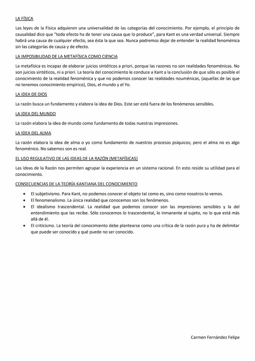 TEORÍA DEL CONOCIMIENTO I
Una de las preguntas que Kant se plantea es: ¿qué puedo conocer? Para poder responderla hay que señalar los
princi
