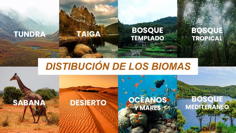 LOS BIOMAS 1. Definición de bioma
2. Clasificación de los biomas:
Tundra
Taiga
Bosque caducifolio
Bosque mediterráneo
Estepa
Desierto
Sabana