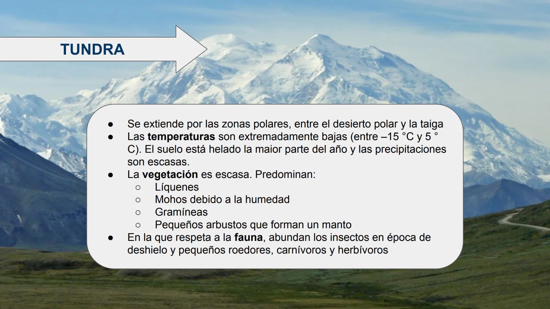 LOS BIOMAS 1. Definición de bioma
2. Clasificación de los biomas:
Tundra
Taiga
Bosque caducifolio
Bosque mediterráneo
Estepa
Desierto
Sabana