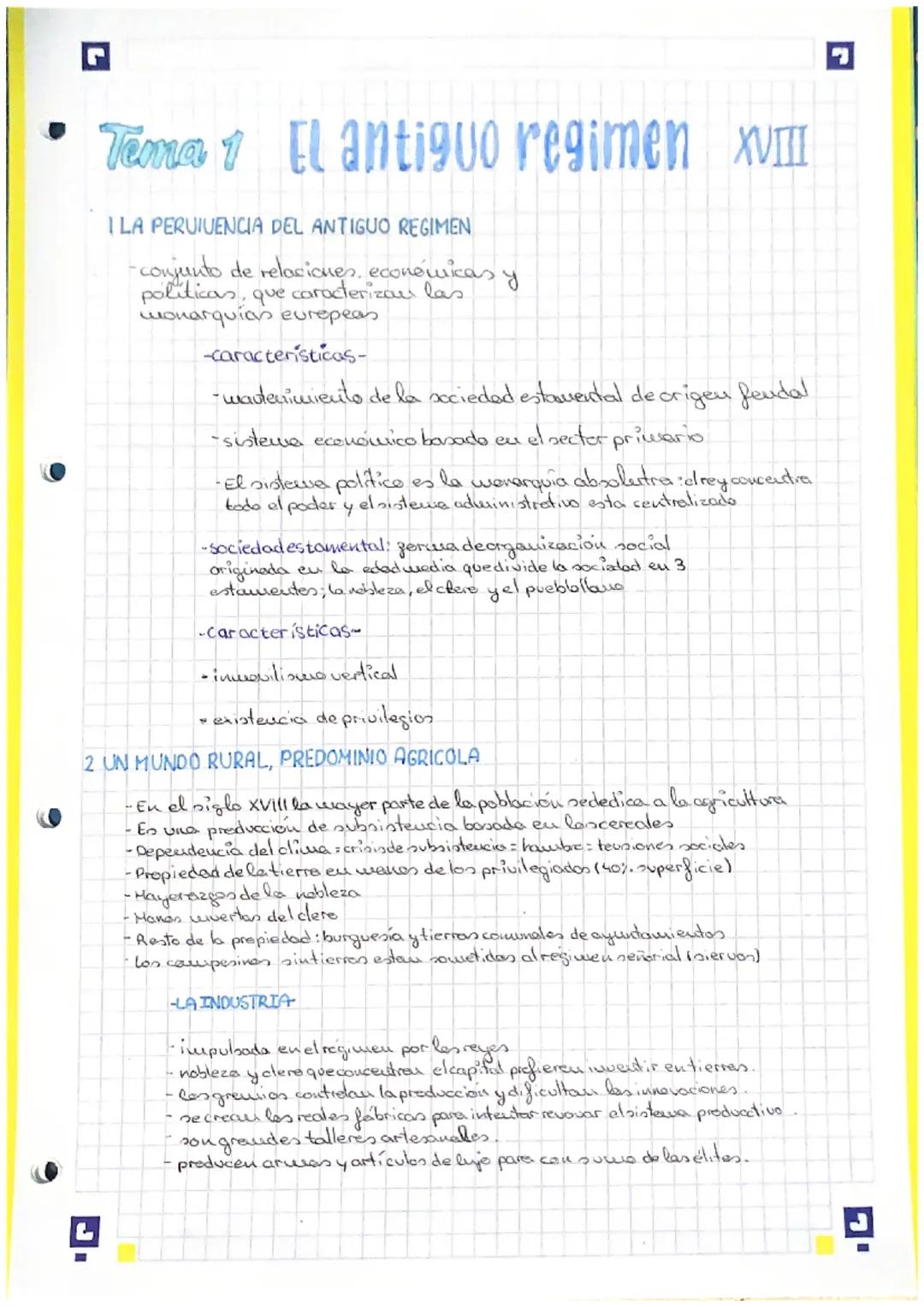 # Tema 1 El antiguo regimen XVIII

I LA PERVIVENCIA DEL ANTIGUO REGIMEN

-conjunto de relaciones, económicas y
politicas, que caracterizar l