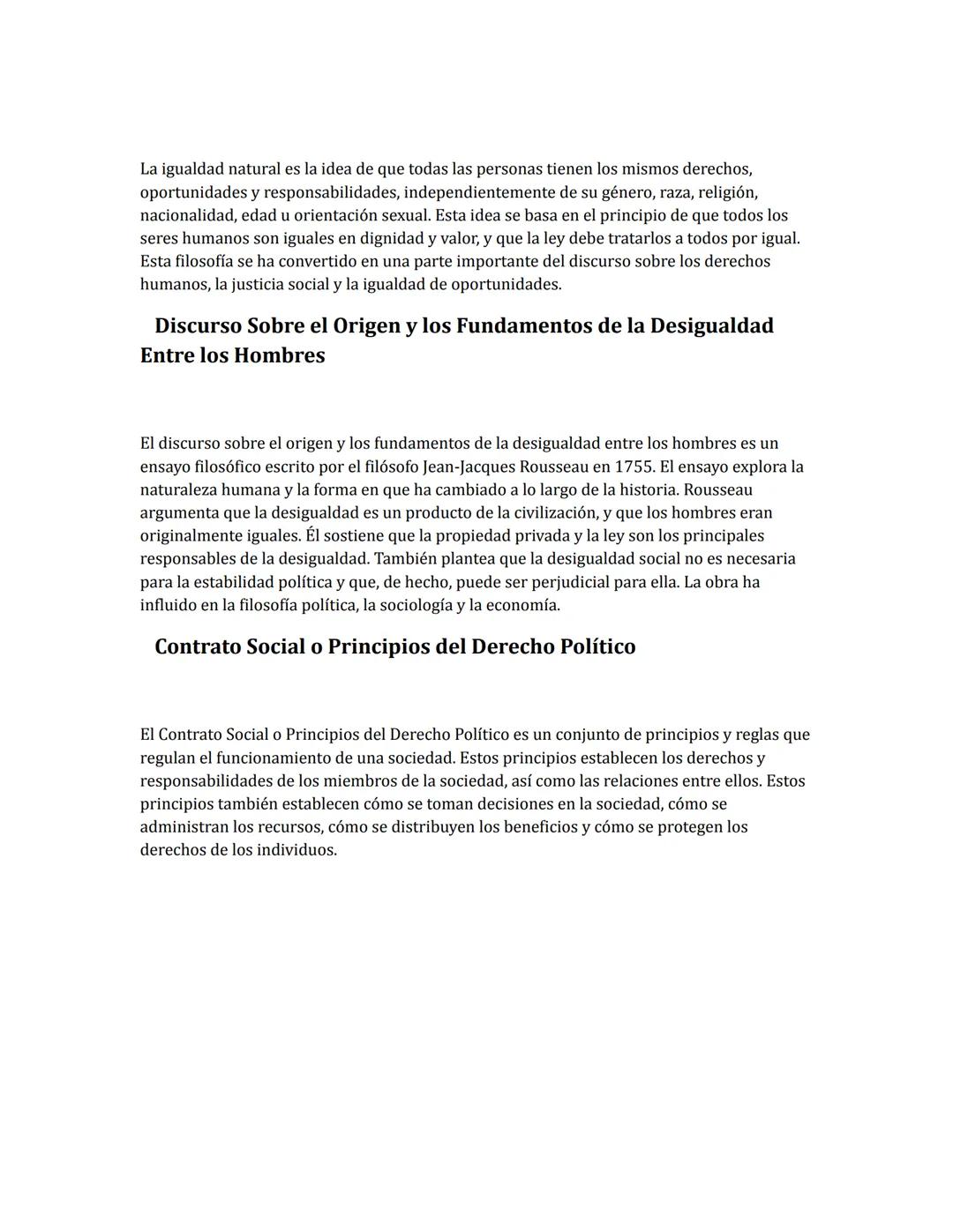 Ejercicio Jean-Jacques Rousseau
Contrato Social
Un contrato social es un documento legal que define los derechos, deberes y
responsabilidade