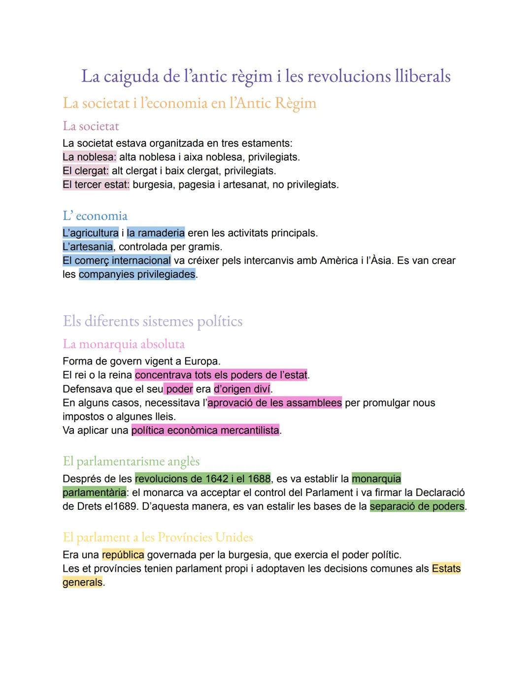 La caiguda de l'antic règim i les revolucions lliberals
La societat i l'economia en l'Antic Règim
La societat
La societat estava organitzada
