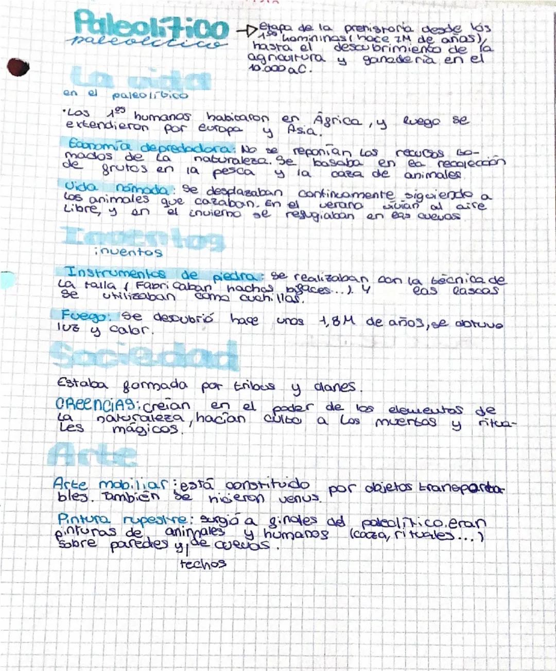 # Paleolítico
Paleolítico
→ Etapa de la prehistoria desde los
150.000 (nace 1M de años)
hasta el descubrimiento de la
agricultura y ganaderí