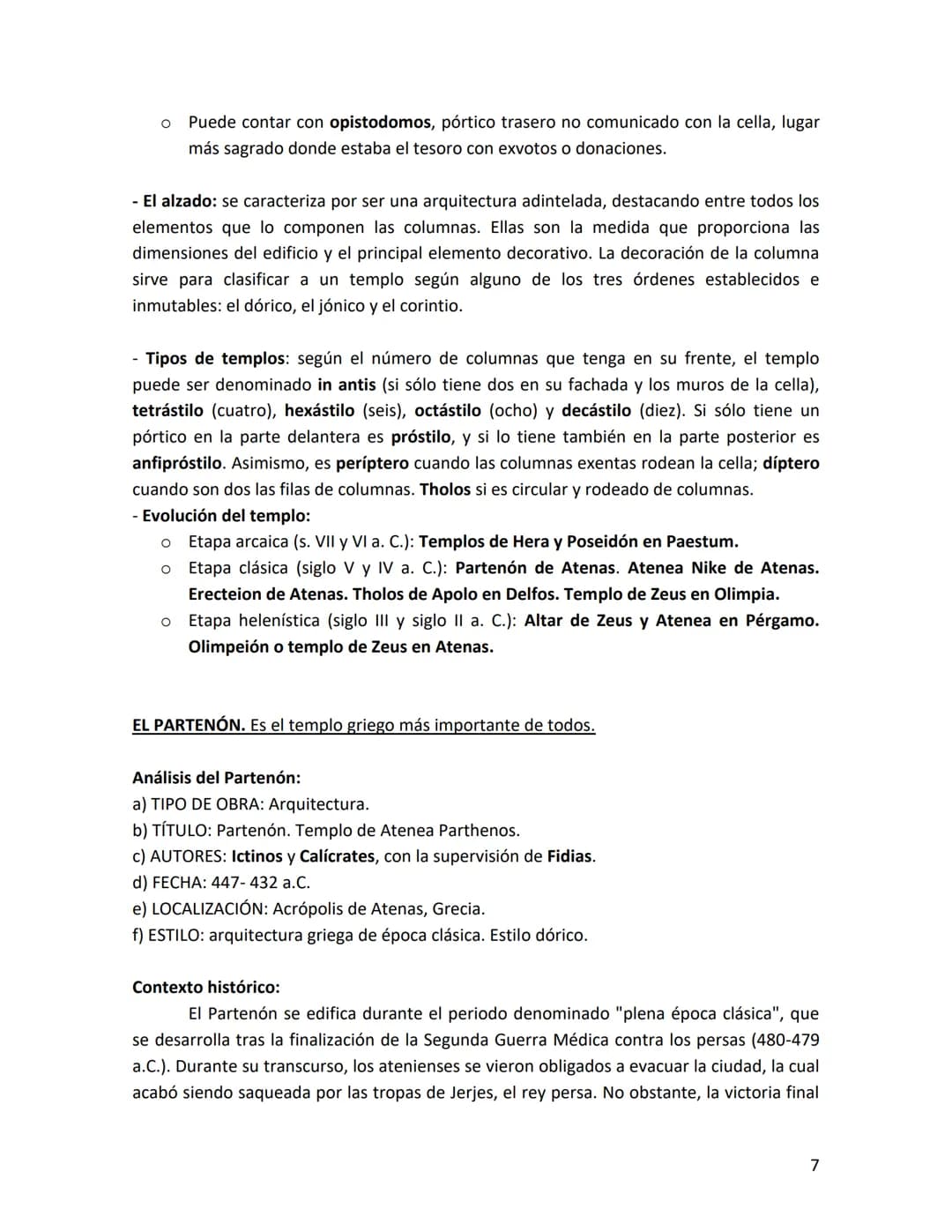 ARTE GRIEGO
1. Introducción. Los órdenes.
2. El templo griego: el Partenón.
3. La escultura: El kuros. Los grandes maestros de los siglos V 