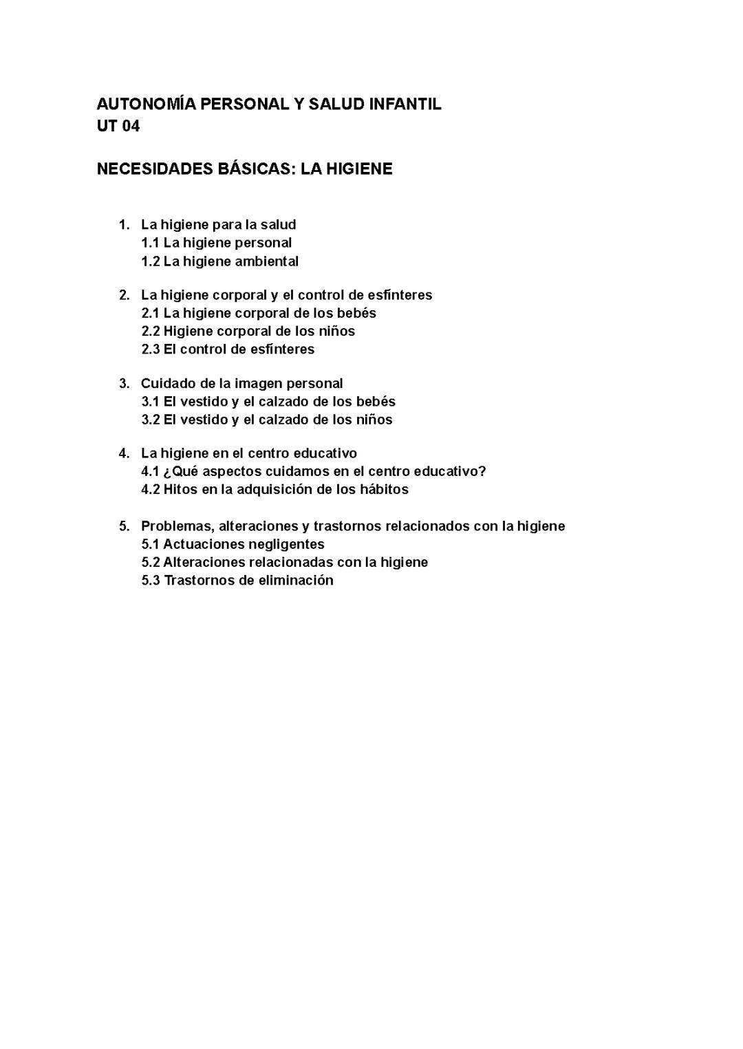 Importancia de la Higiene para las Necesidades Básicas