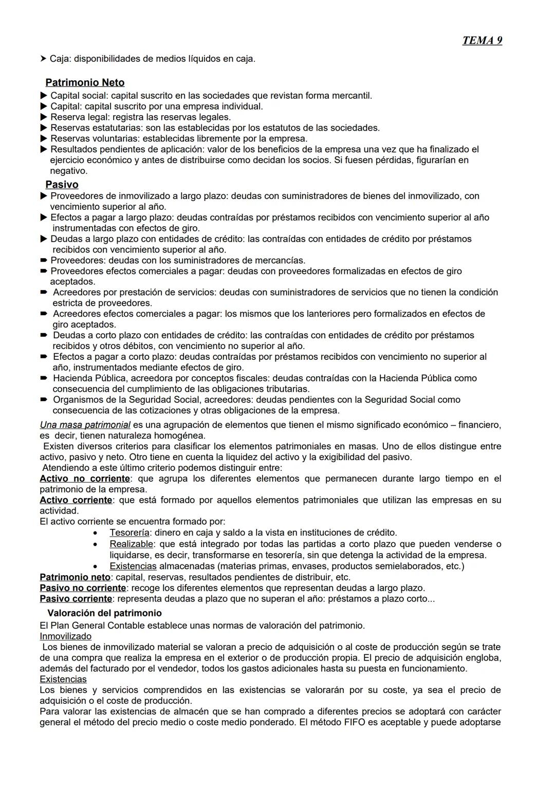 TEMA 9
PATRIMONIO. BALANCE Y CONTABILIDAD. INFORMACIÓN PARA LA
GESTIÓN.
1. Concepto de patrimonio. Composición y valoración.
El patrimonio e