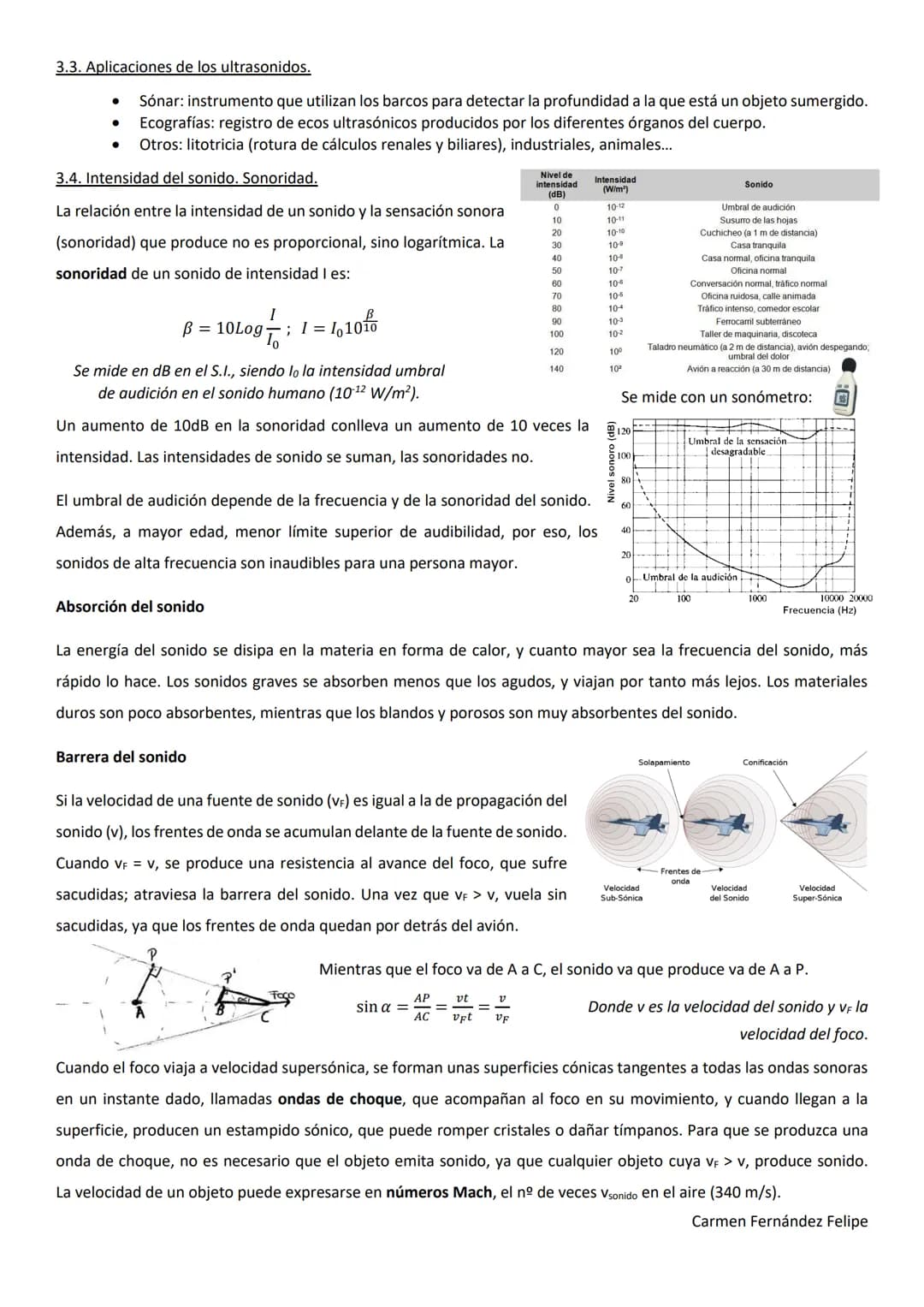 TEMA 3. EL SONIDO.
Time
NOTE: "C" stands for compression and "R" stands for rarefaction
Infrasonidos
Vp = vo 1+
Campo auditivo humano p
El s