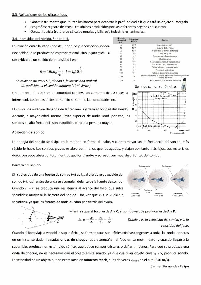 TEMA 3. EL SONIDO.
Time
NOTE: "C" stands for compression and "R" stands for rarefaction
Infrasonidos
Vp = vo 1+
Campo auditivo humano p
El s
