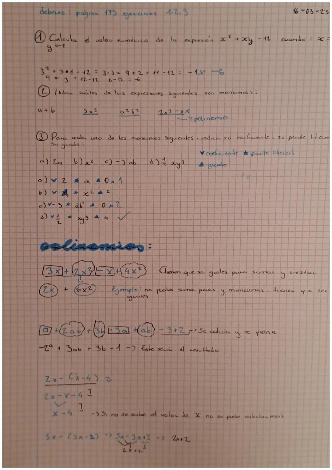 15/03
# Algebra tema 10.
Combina leluas y números

7 +5 = 12x2=24-4-20÷2=10-7 =3
no elegida

Cal final de la evaluación decir como os posibl