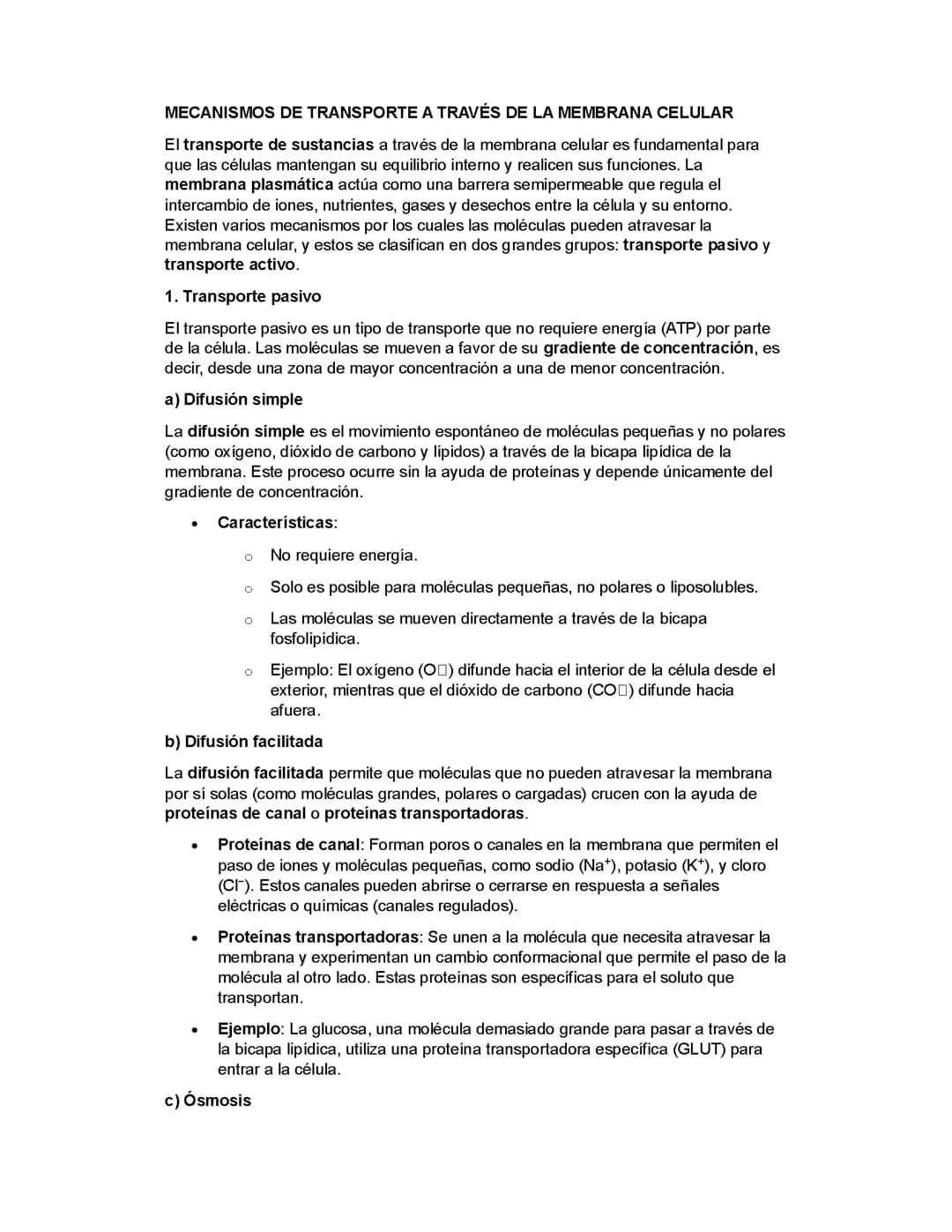 MECANISMOS DE TRANSPORTE A TRAVÉS DE LA MEMBRANA CELULAR