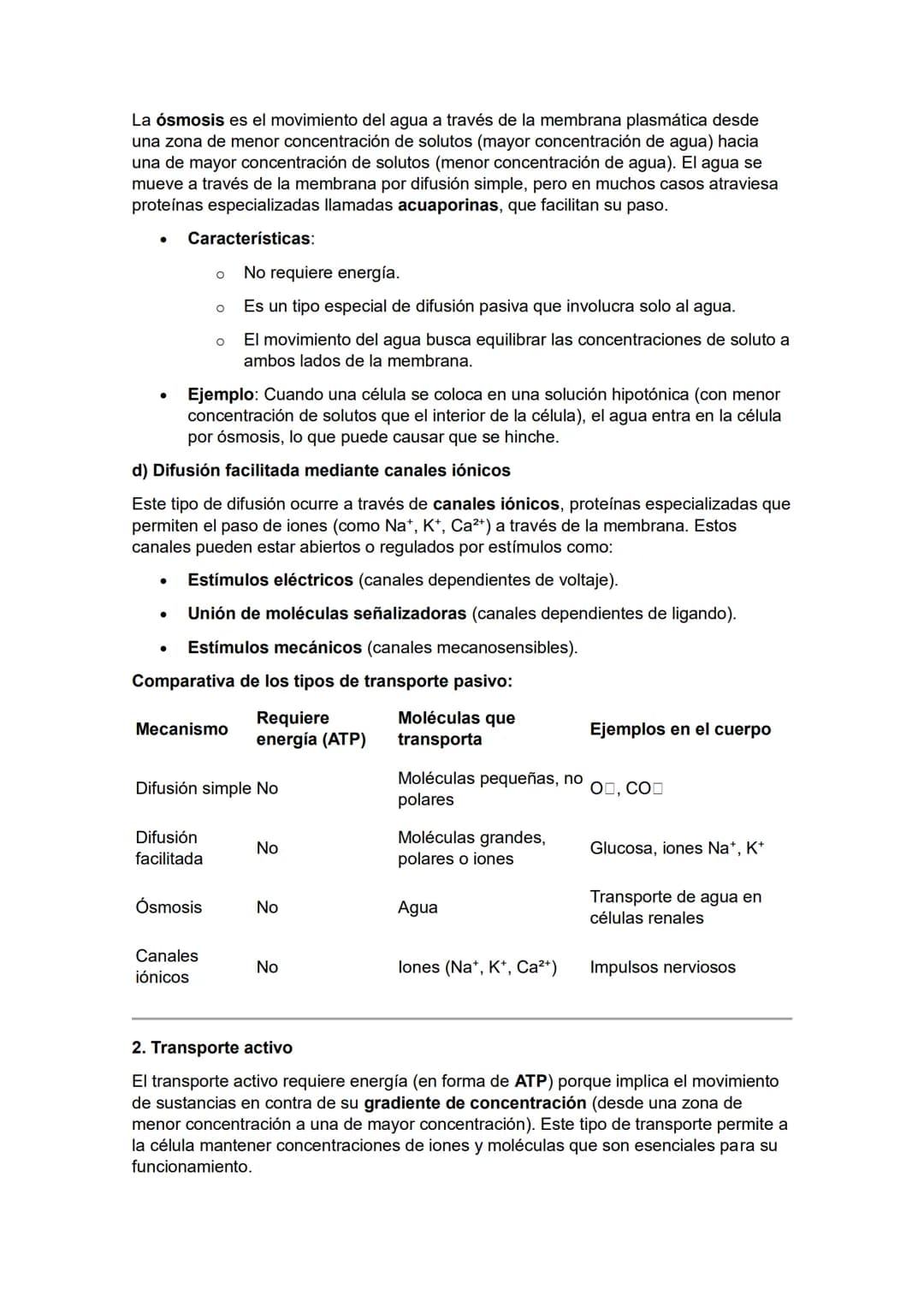 MECANISMOS DE TRANSPORTE A TRAVÉS DE LA MEMBRANA CELULAR
El transporte de sustancias a través de la membrana celular es fundamental para
que