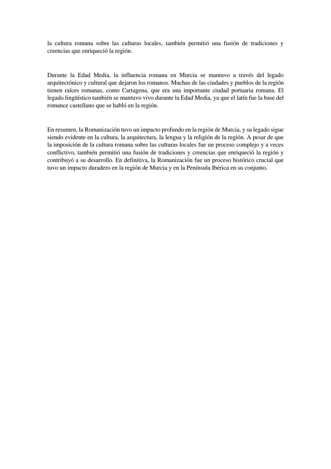 # LA ROMANIZACIÓN

La Romanización es un tema de gran importancia en la historia de la Península Ibérica, y
especialmente en la región de Mu