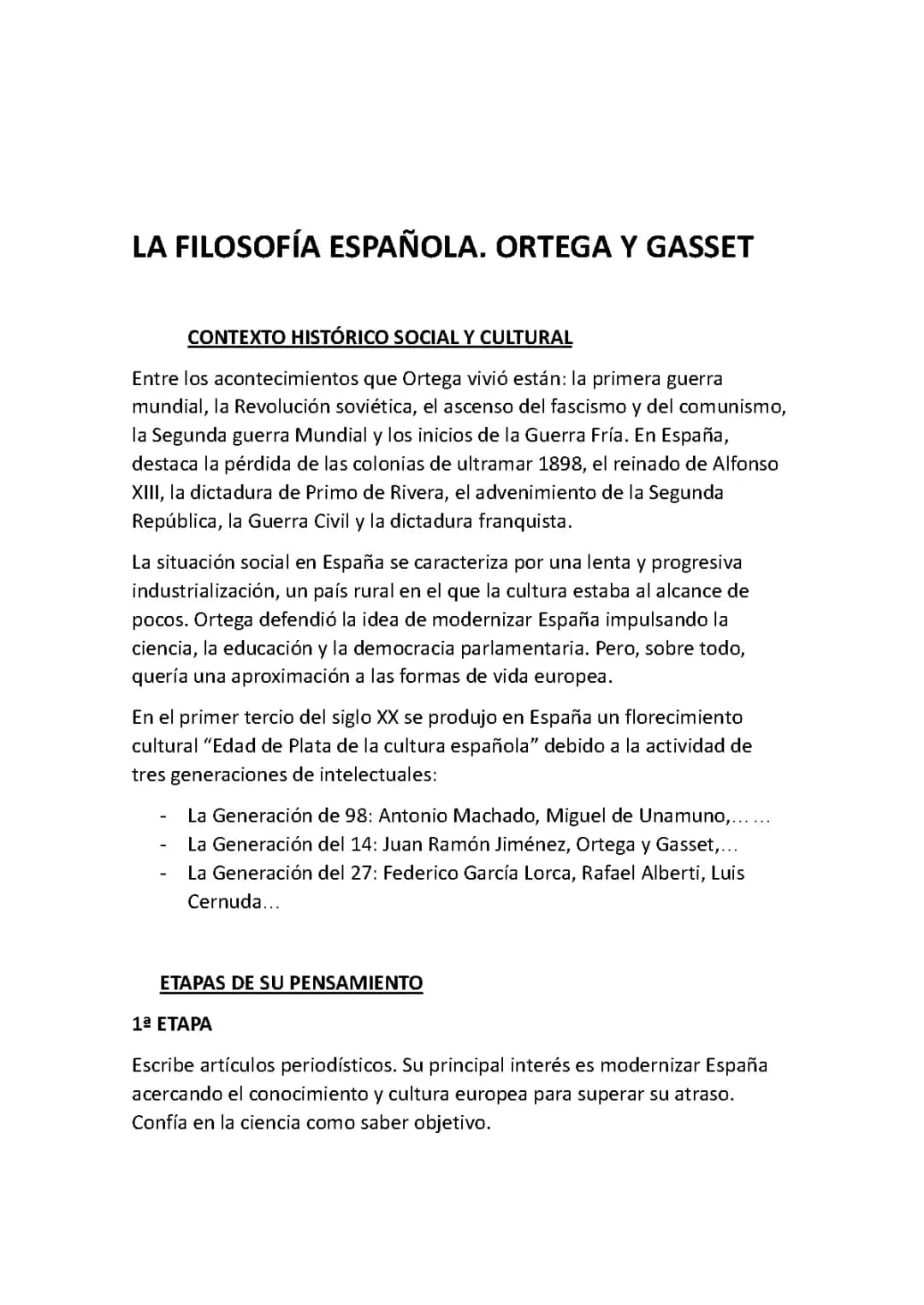 Filosofia Ortega y Gasset