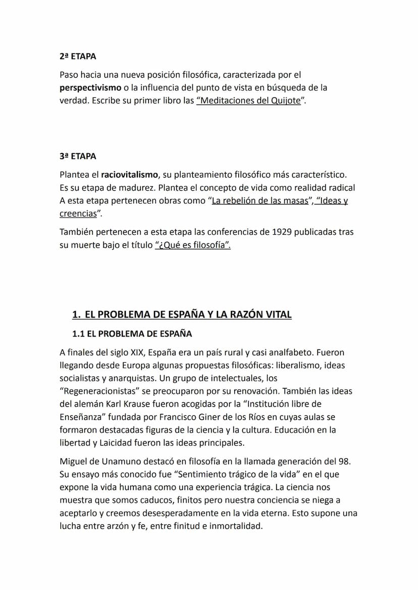 LA FILOSOFÍA ESPAÑOLA. ORTEGA Y GASSET
CONTEXTO HISTÓRICO SOCIAL Y CULTURAL
Entre los acontecimientos que Ortega vivió están: la primera gue
