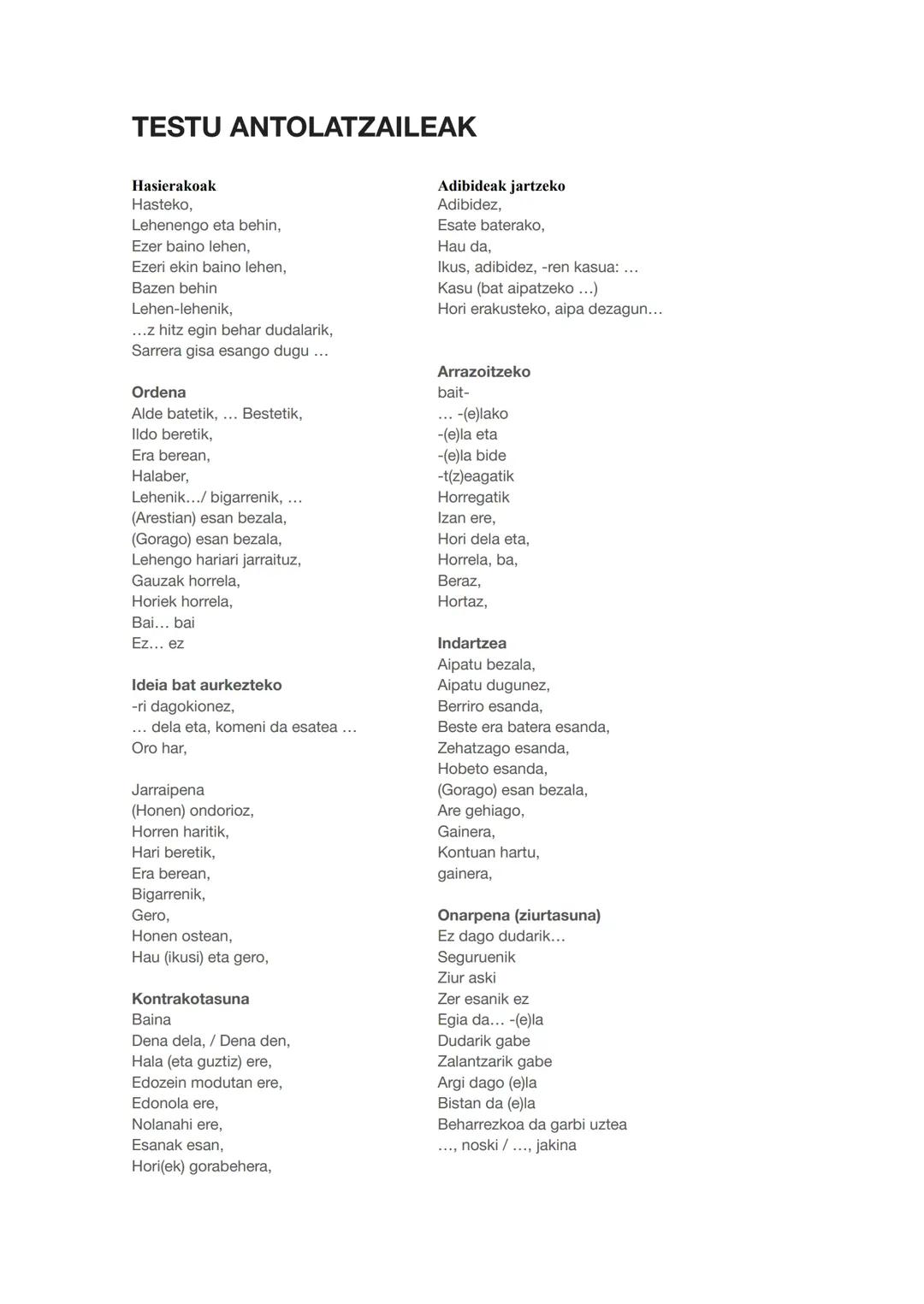 Euskara Idazlanetarako Konexio Hitzak