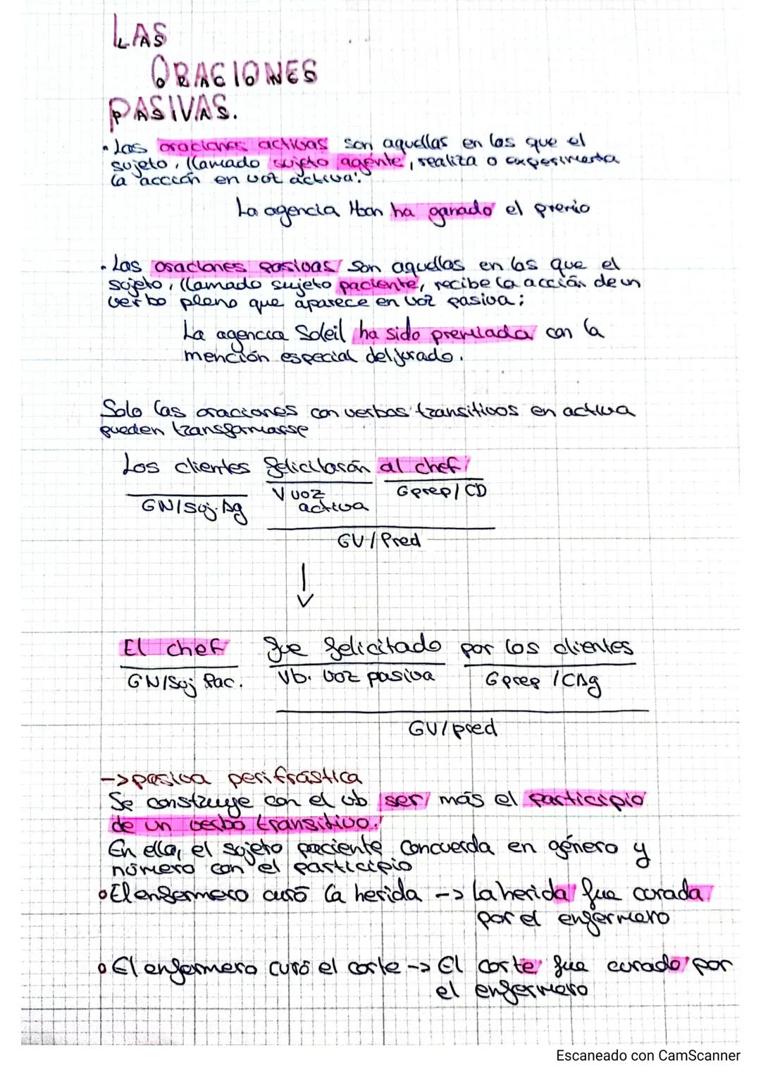 Oraciones pasivas y activas y oraciones impersonales