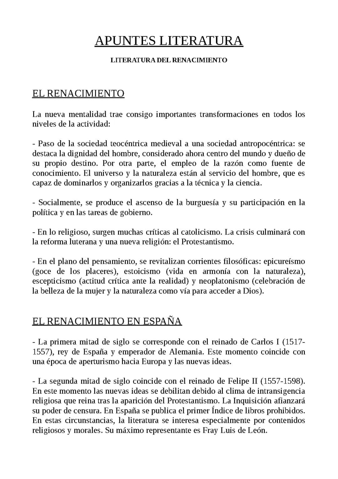 Literatura del renacimiento