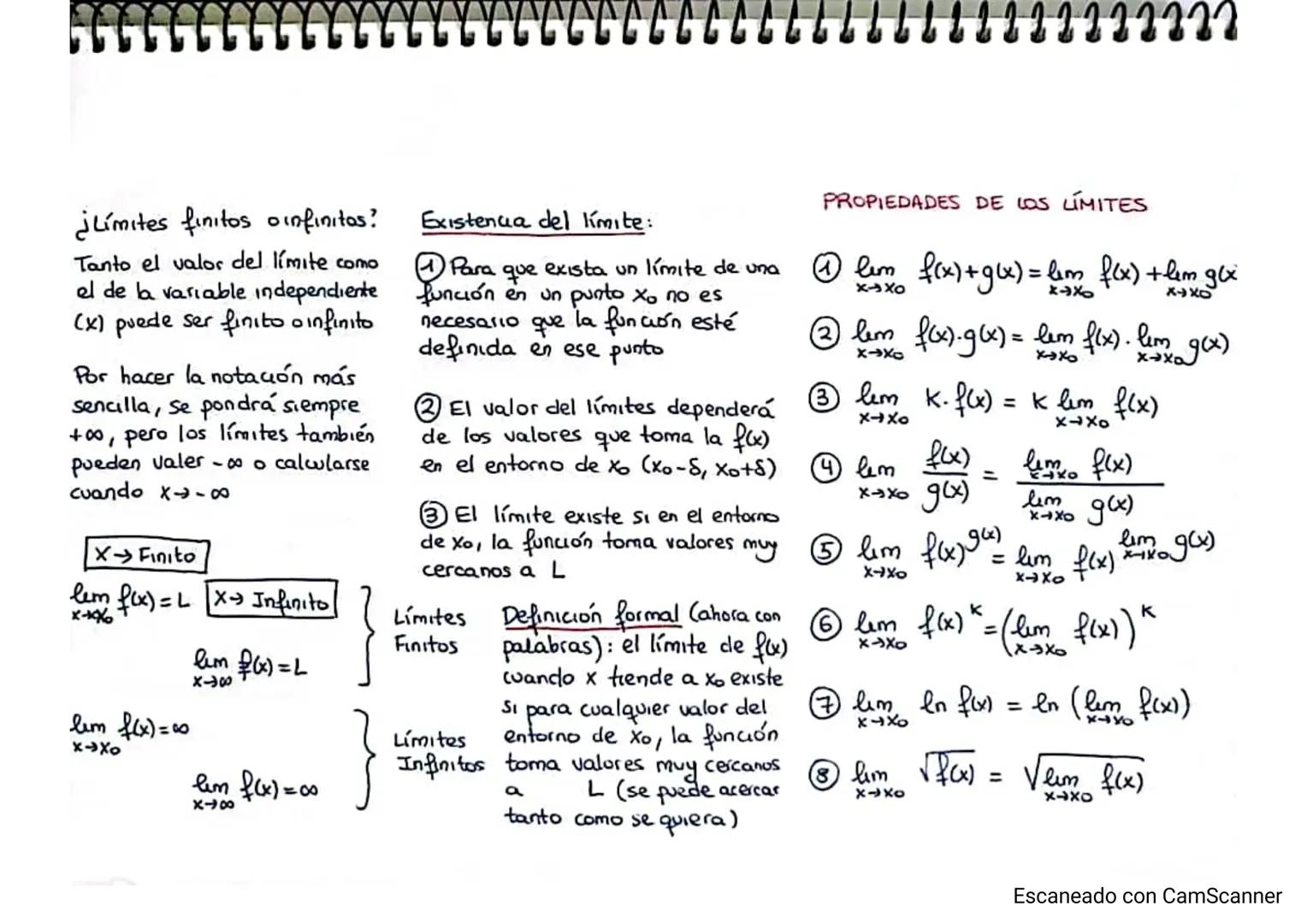 LÍMITES
LÍMITE DE UNA FUNCIÓN (EN UN PUNTO): el límite de una función f(x) cuando x tiende a xo
es el número L y se representa por lim f(x) 