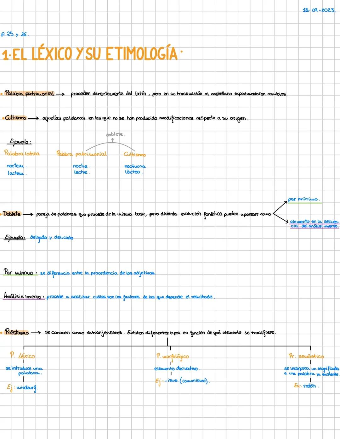 El léxico y su etimología.