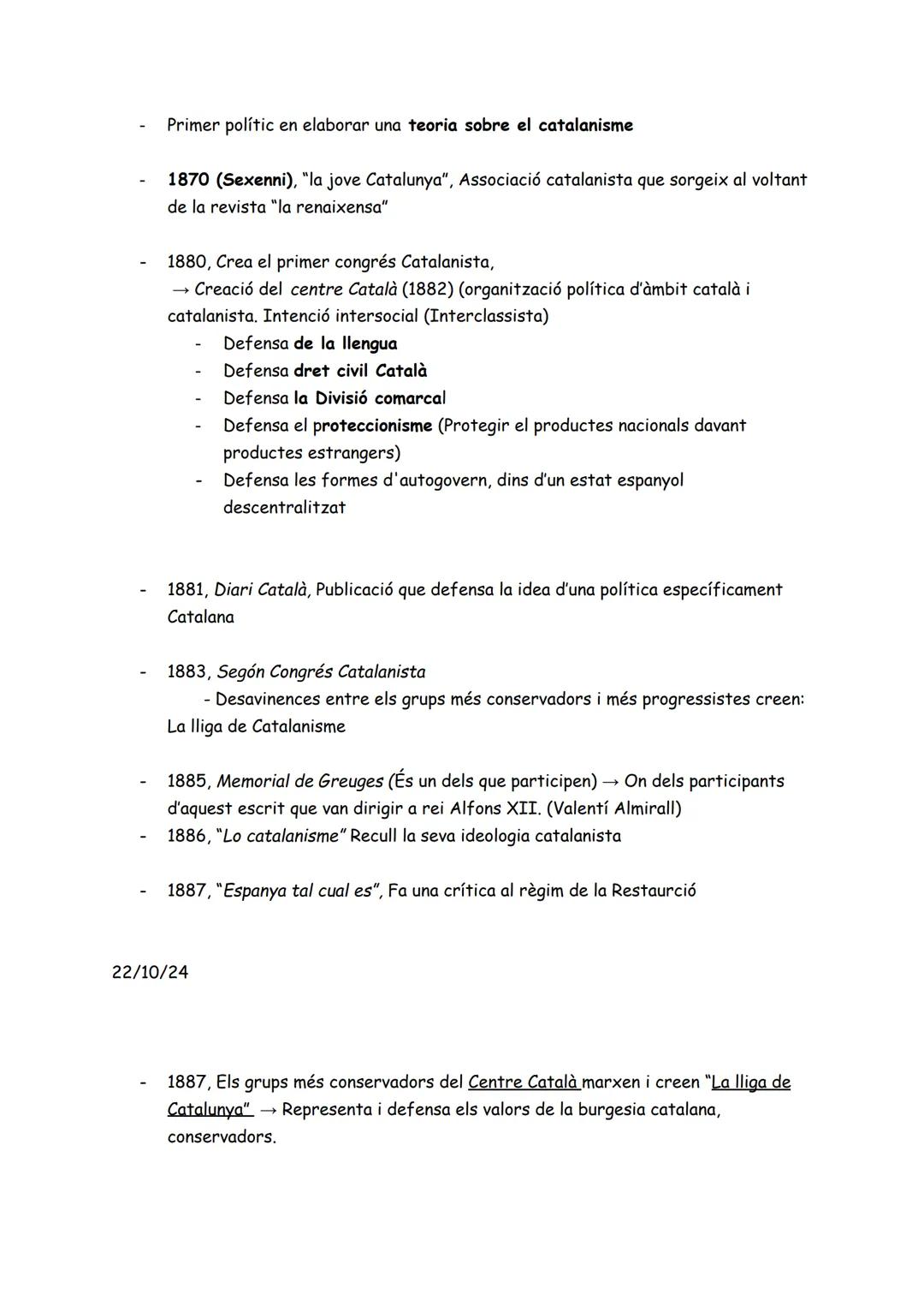ORÍGENS I CONSOLIDACIÓ DEL CATALANISME (tema 7 libro)
(1833-1901)
https://preparats.cat/sites/default/files/2018-11/tema-8-catalanisme.pdf
-