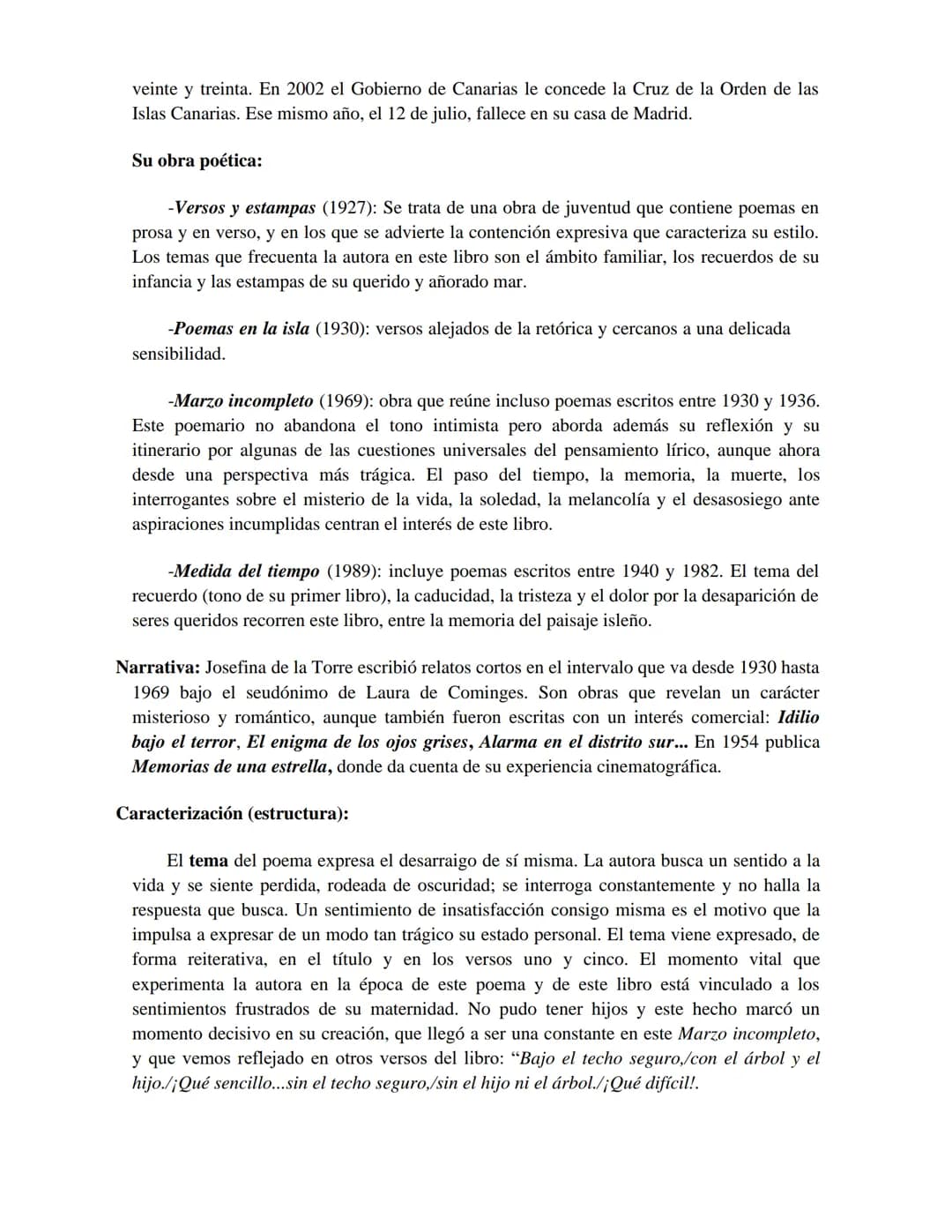 Josefina de la Torre Millares (Gran Canaria 1907- Madrid 2002)
El poema " Me busco y no me encuentro", objeto de este comentario, pertenece 