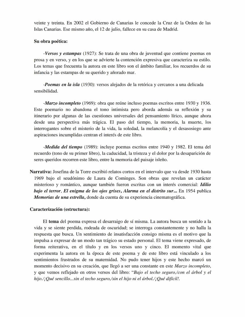 Josefina de la Torre Millares (Gran Canaria 1907- Madrid 2002)
El poema " Me busco y no me encuentro", objeto de este comentario, pertenece 