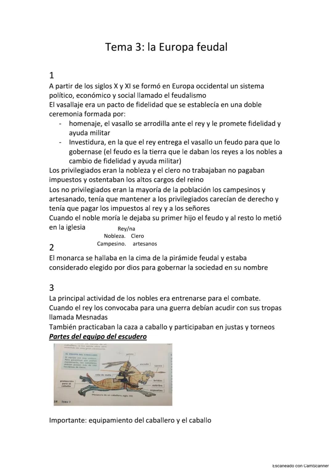 1
A partir de los siglos X y XI se formó en Europa occidental un sistema
político, económico y social llamado el feudalismo
El vasallaje era