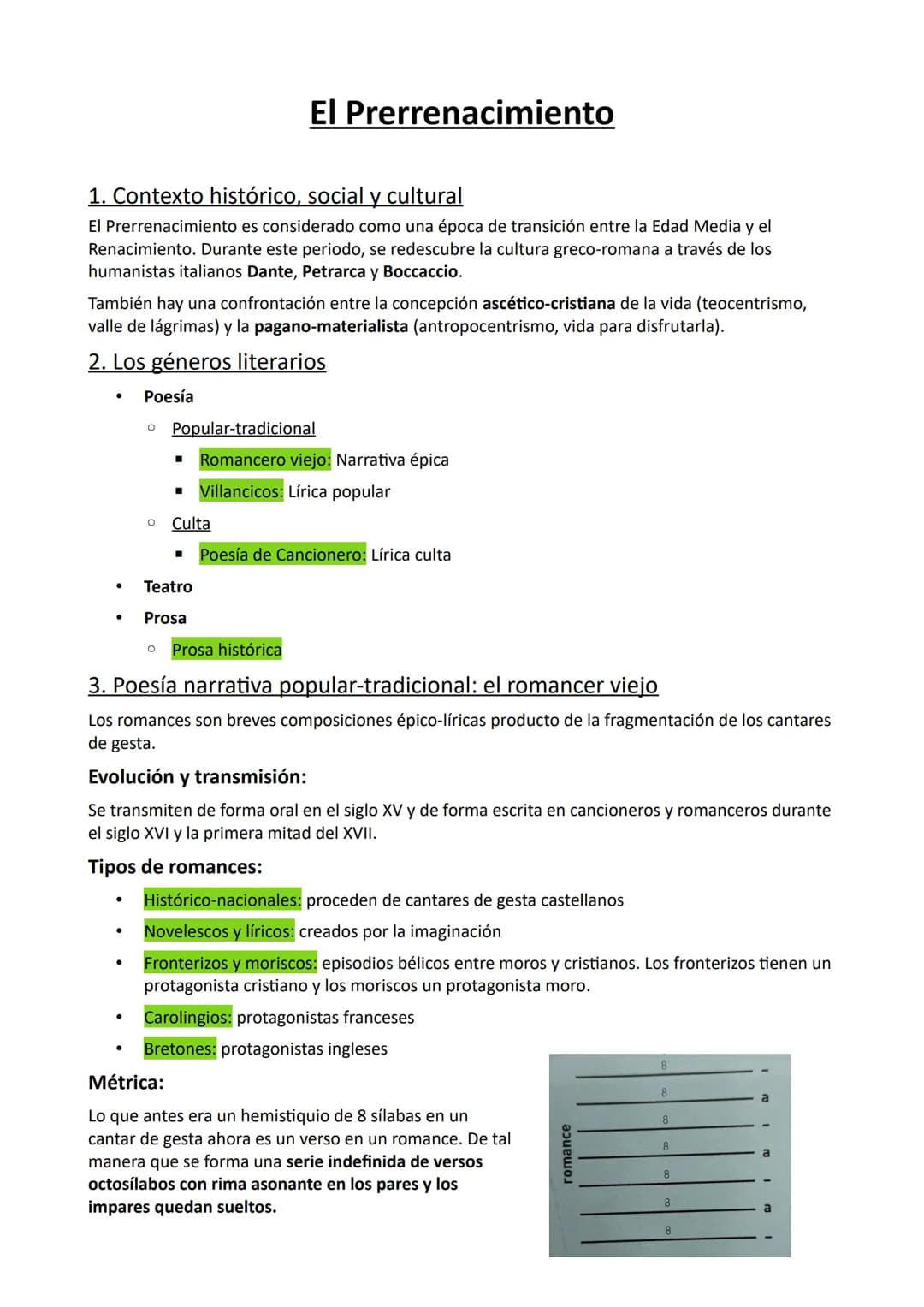 1. Contexto histórico, social y cultural
El Prerrenacimiento es considerado como una época de transición entre la Edad Media y el
Renacimien