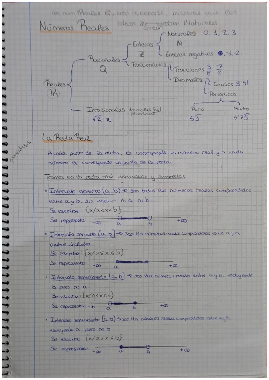 parentesis
los num Brales Quiered racchorse, mientral que los
Numeros Reales exteros #e juction Naturales
Reales:
R
●
Racionales:
Q
O
Irraci