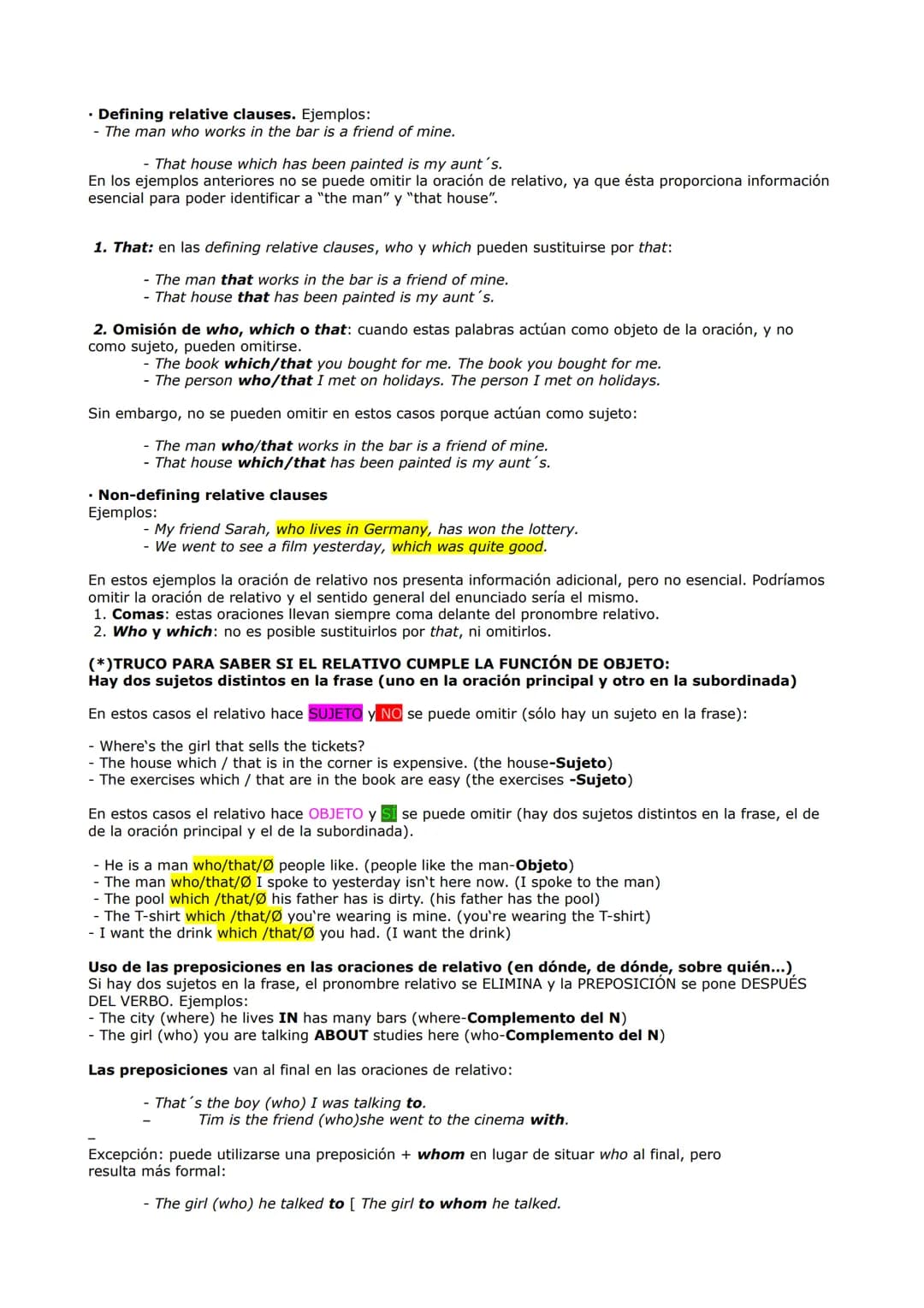 
<p>Los pronombres relativos principales en inglés son <strong>who</strong> y <strong>which</strong> (que a veces se sustituyen por <strong>
