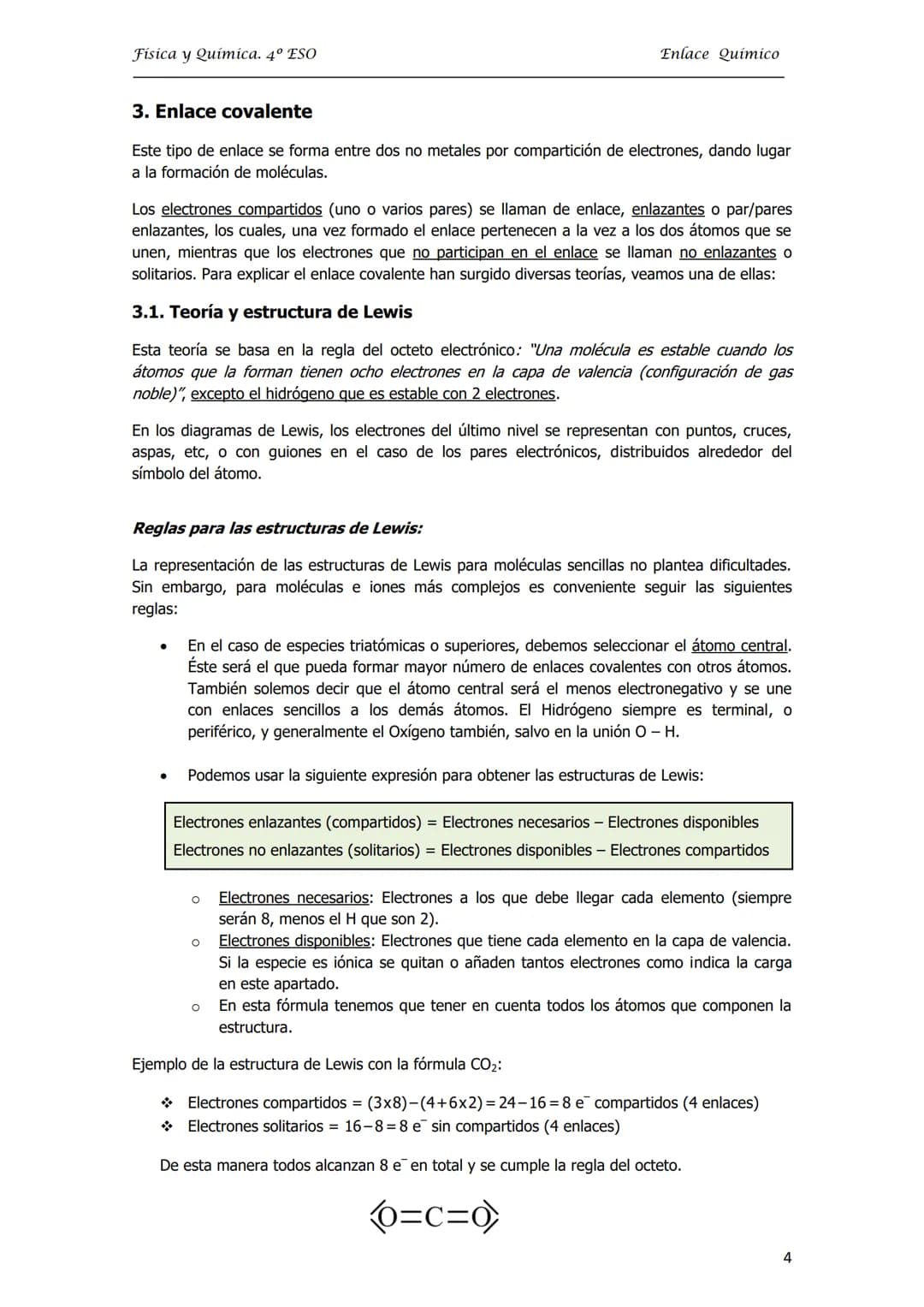 Física y Química. 4º ESO
UNIDAD 3. ENLACE QUÍMICO
1. El enlace químico: Iónico, Covalente y Metálico
2. Enlace iónico
2.1. Valencia iónica o
