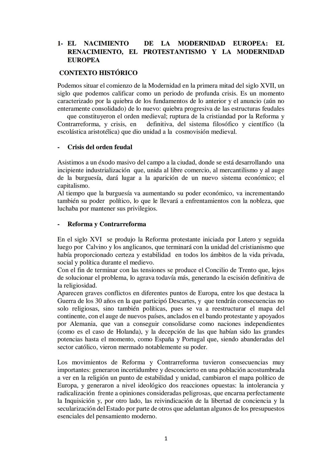CURSO
24-25

FILOSOFÍA MODERNA

IES OLEANA # 1- EL NACIMIENTO DE LA MODERNIDAD EUROPEA: EL
# RENACIMIENTO, EL PROTESTANTISMO Y LA MODERNIDAD