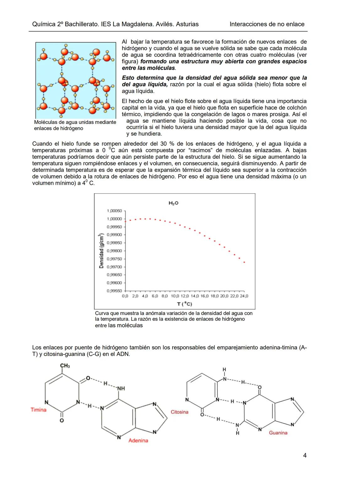 Dpto. Física
y Química
V₁
V₂
√₂-V₁
Interacciones químicas de no enlace
Dipolo
En el mundo material, además de los enlaces entre átomos exist