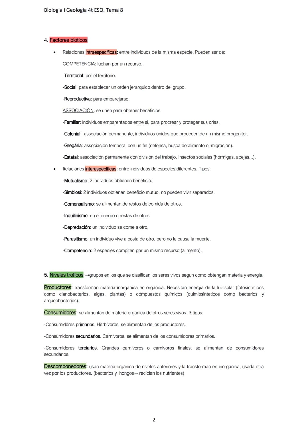 Biologia i Geologia 4t ESO. Tema 8
TEMA 8. ESTUDIO DE LOS ECOSISTEMAS.
1. Conceptos básicos
Ecologia: ciencia que estudia los ecosistemas.
E
