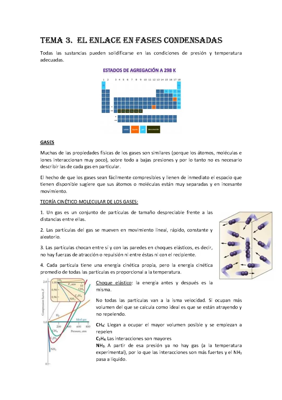 Resumen de la Teoría Cinético-Molecular y Compresibilidad de Gases y Líquidos