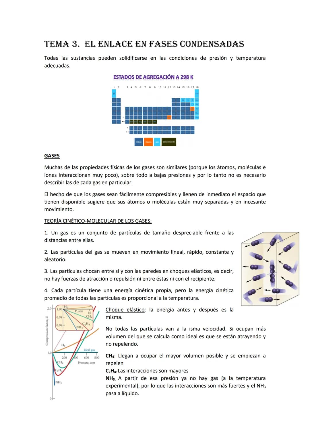TEMA 3. EL ENLACE EN FASES CONDENSADAS
Todas las sustancias pueden solidificarse en las condiciones de presión y temperatura
adecuadas.
GASE