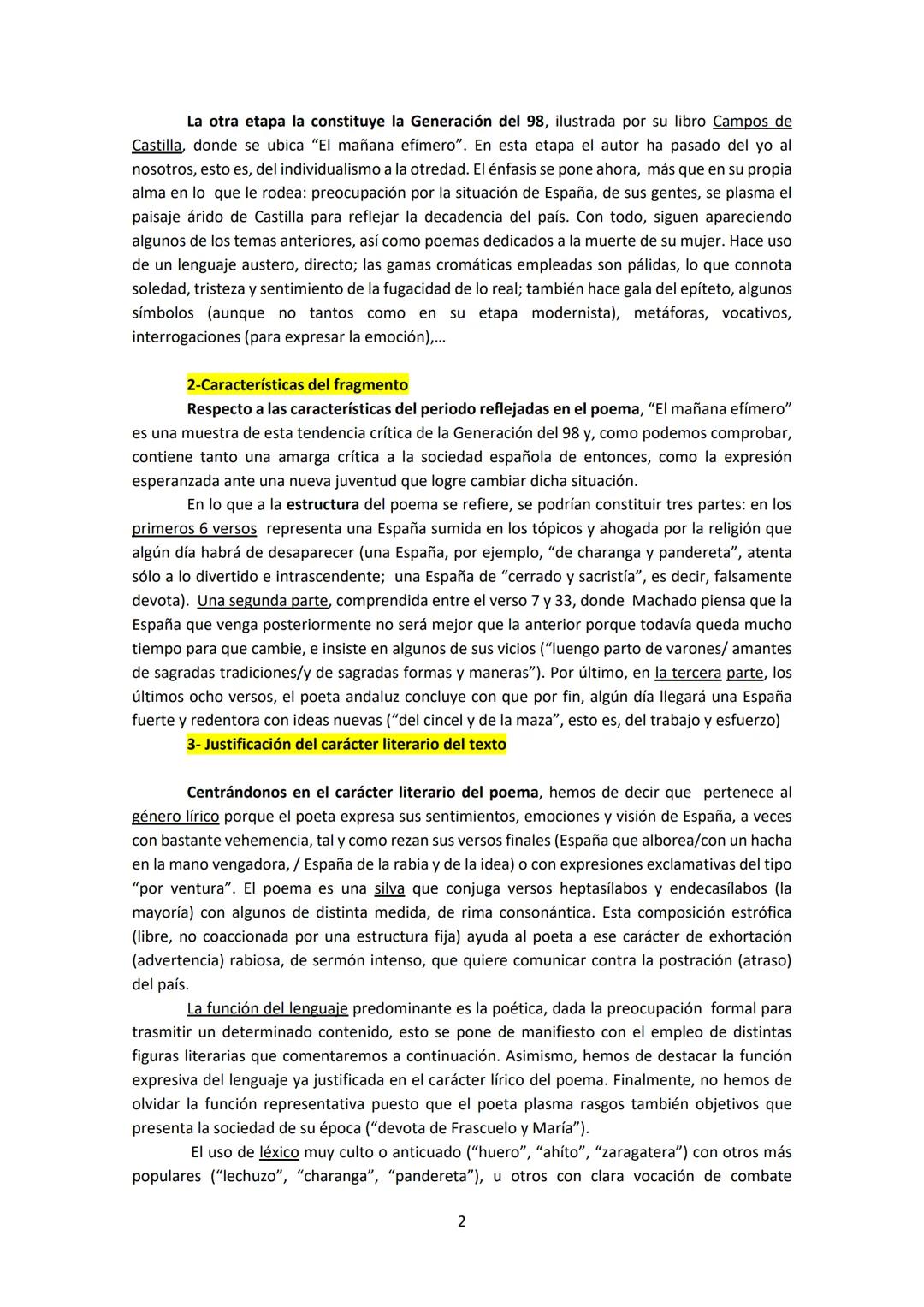 COMENTARIO DE "El mañana efímero" DE ANTONIO
MACHADO
Antes de empezar, busca el significado de las siguientes palabras:
charanga, Frascuelo,