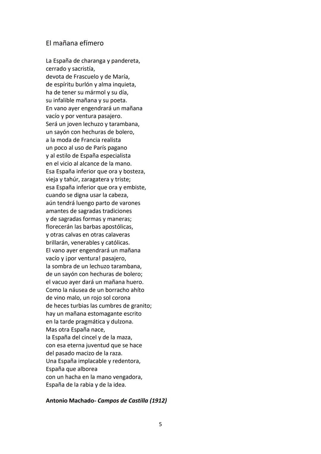 COMENTARIO DE "El mañana efímero" DE ANTONIO
MACHADO
Antes de empezar, busca el significado de las siguientes palabras:
charanga, Frascuelo,