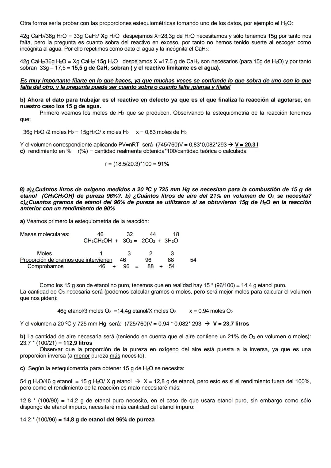 EJERCICIOS RESUELTOS DE REACCIONES QUÍMICAS PARA 1º BACHILLERATO. CON APLICACIÓN DE
GASES, DISOLUCIONES, PUREZA DE REACTIVOS, RENDIMIENTO Y 