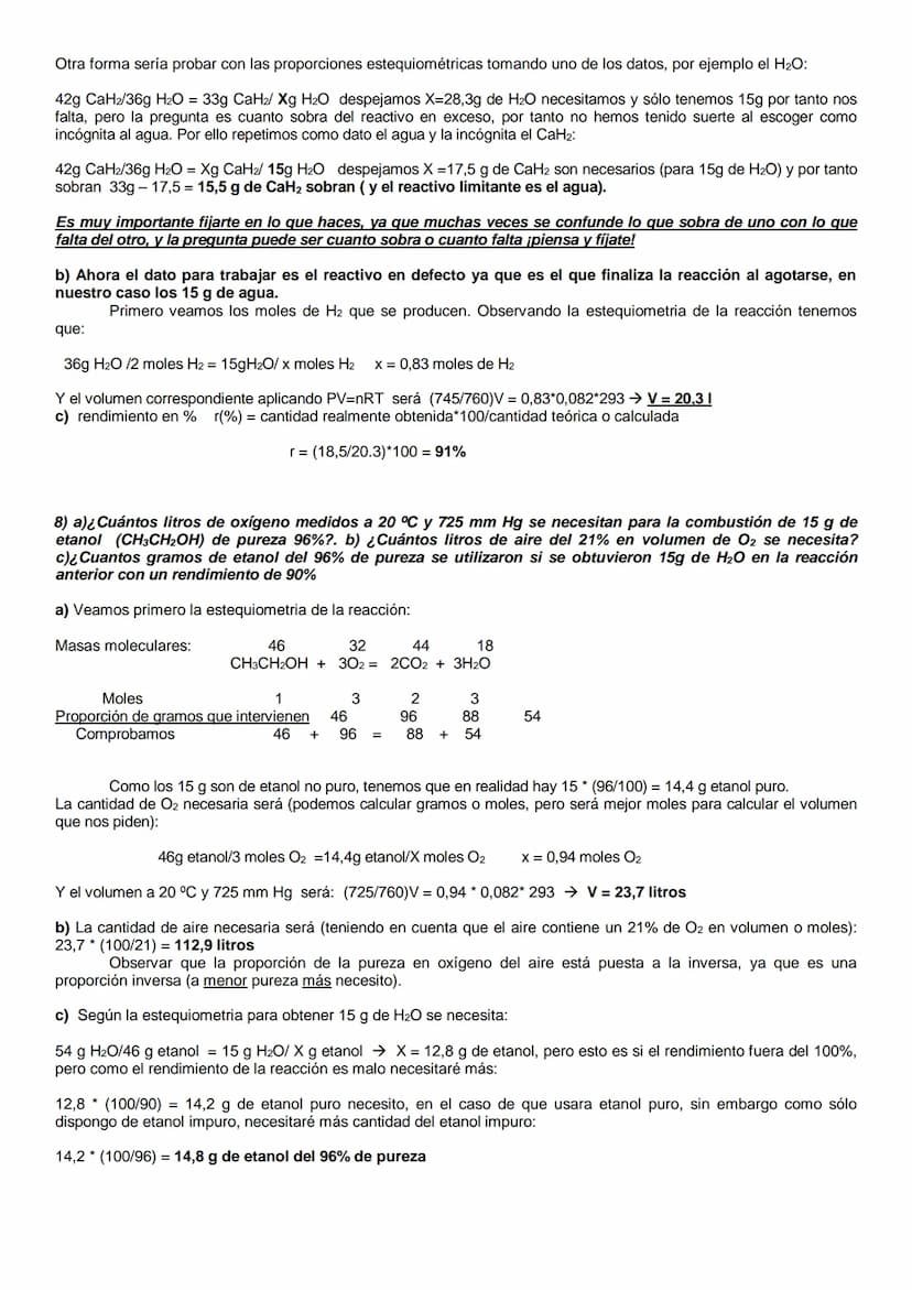 EJERCICIOS RESUELTOS DE REACCIONES QUÍMICAS PARA 1º BACHILLERATO. CON APLICACIÓN DE
GASES, DISOLUCIONES, PUREZA DE REACTIVOS, RENDIMIENTO Y 