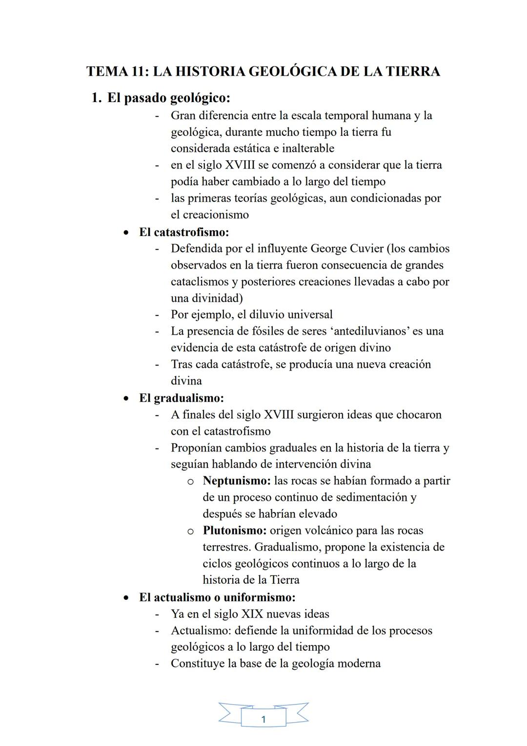 TEMA 11: LA HISTORIA GEOLÓGICA DE LA TIERRA
1. El pasado geológico:
•
.
.
Gran diferencia entre la escala temporal humana y la
geológica, du