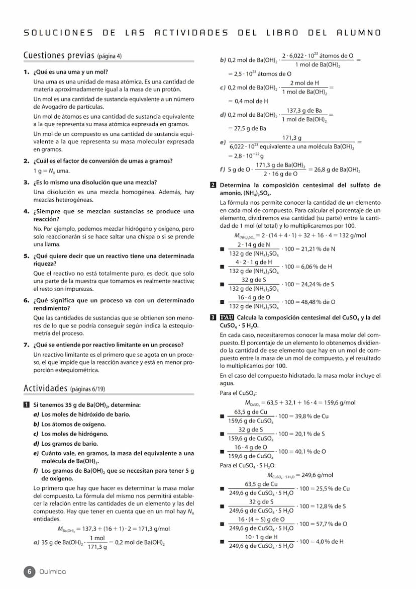 ESQUEMA DE LA UNIDAD
1. Conceptos de química
páginas 5/6
1.1. La medida de la masa
en química
páginas 5/6
Cálculos en química
3.1. Teoría ci