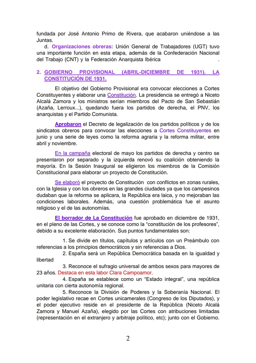 LA SEGUNDA REPÚBLICA Ⓒ
1. IMPLANTACIÓN DE LA SEGUNDA REPÚBLICA Y PARTIDOS
POLÍTICOS DURANTE LA MISMA
La Segunda República, (14 de abril de 1