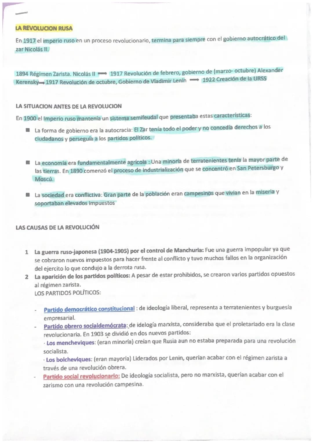 LA REVOLUCION RUSA
En 1917 el imperio ruso en un proceso revolucionario, termina para siempre con el gobierno autocrático del
zar Nicolás II